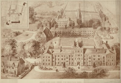 Erweiterungen des Jesus College, Cambridge (Stich) von English School