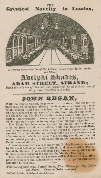 Werbung für Adelphi Shades, Adam Street, Strand von English School