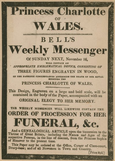 Anzeige für Bells Weekly Messenger vom Sonntag, 16. November 1817 von English School