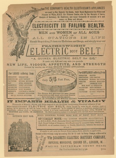 Werbung für Elektrischen Körpergürtel von English School