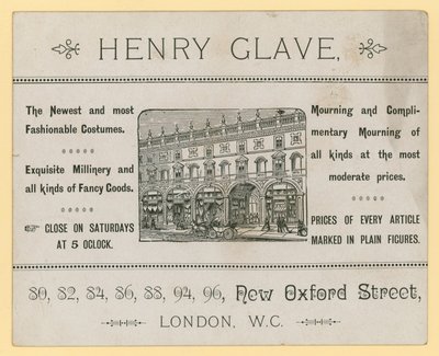 Werbung für Henry Glave, New Oxford Street, London von English School