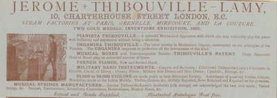 Anzeige für Jerome Thibouville-Lamy, 10 Charterhouse Street, London, Instrumentenbauer von English School