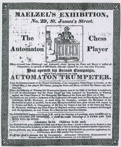 Anzeige für Maelzels Ausstellung, 29 St. James