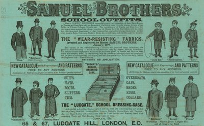 Werbung für Samuel Brothers, Ludgate Hill, London von English School