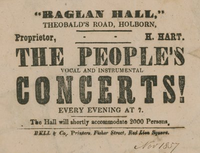 Anzeige für The Peoples Vocal and Instrumental Concerts, Raglan Hall von English School