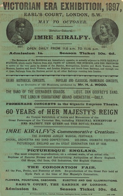 Werbung für die Victorian Era Ausstellung, 1897, in Earls Court von English School