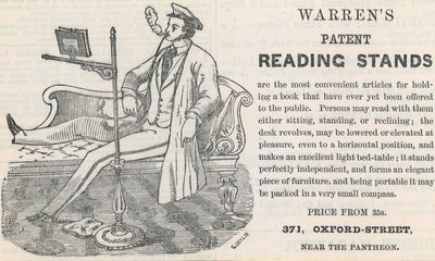 Werbung für Warrens Patent-Leseständer von English School