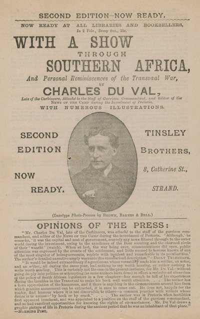 Werbung für Mit einer Show durch Südafrika von Charles Du Val von English School