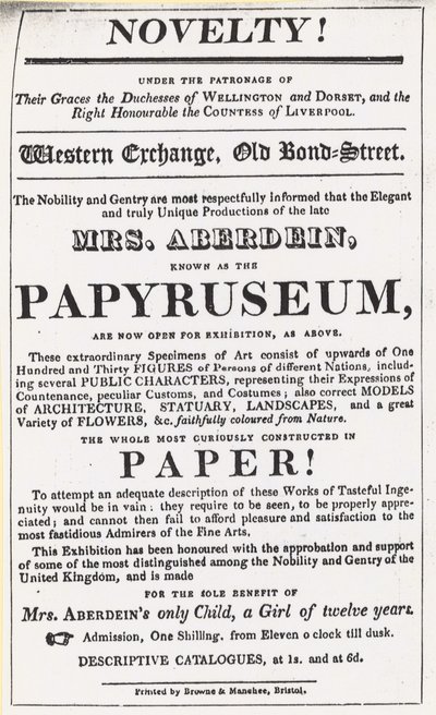 Anzeige für eine Ausstellung des Papyruseums von English School