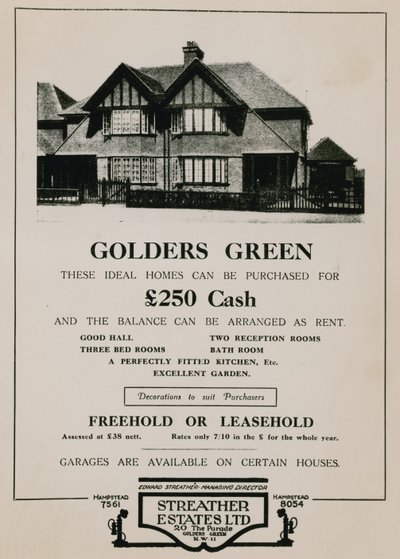 Werbung für den Kauf eines Hauses in Golders Green von English School