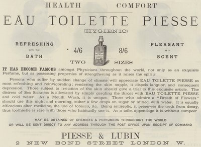 Werbung, Eau Toilette Piesse von English School
