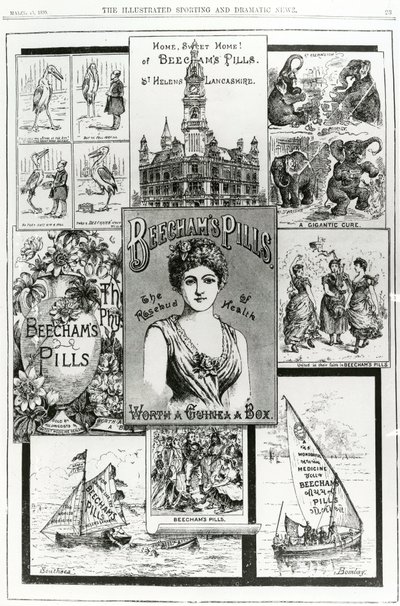 Werbung für Beechams Pills, die Rosenknospe der Gesundheit, 1890 von English School