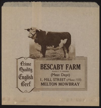 Werbung für Bescaby Farm Beef von English School