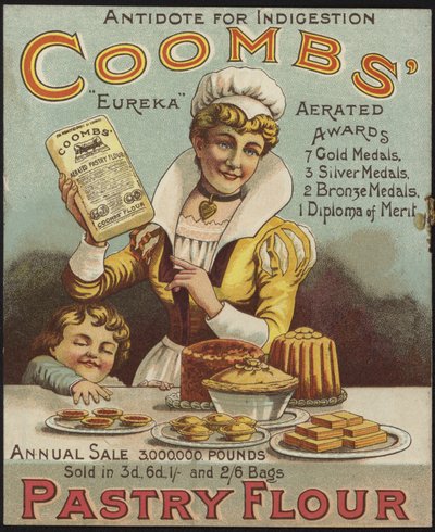 Werbung für Coombs Gebäckmehl von English School