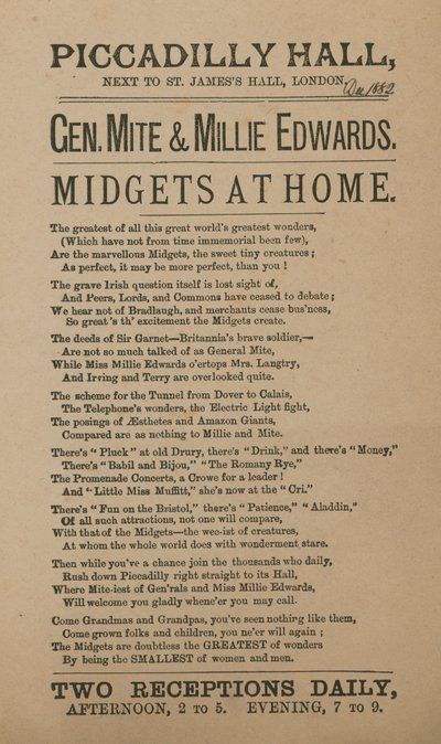 Werbung für General Mite und Millie Edwards von English School
