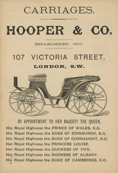 Werbung für Hooper & Co Kutschen von English School