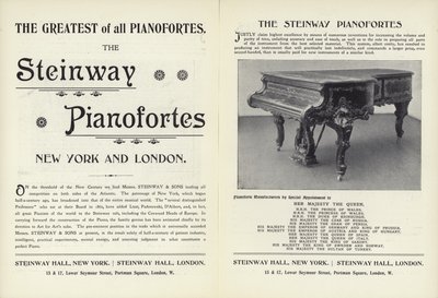 Werbung für Steinway-Klaviere von English School