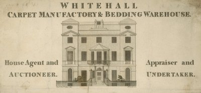 Werbung für Whitehall Teppichmanufaktur und Bettwarenlager von English School