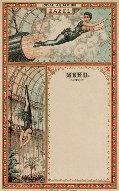 Werbung für Zazel die menschliche Kanonenkugel von English School