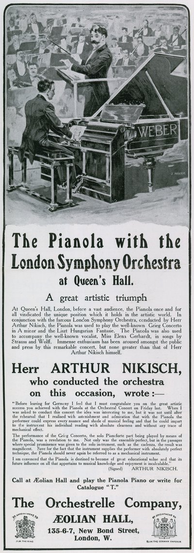 Werbung für Pianola von English School