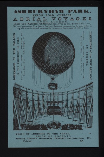 Werbung für gefesselte Ballonaufstiege aus dem Ashburnham Park, King
