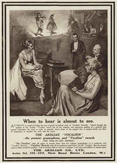 Werbung für das Aeolian Vocalion Grammophon von English School