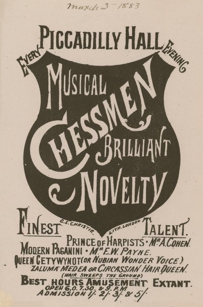 Werbung für die Musikalischen Schachfiguren Brillante Neuheit von English School