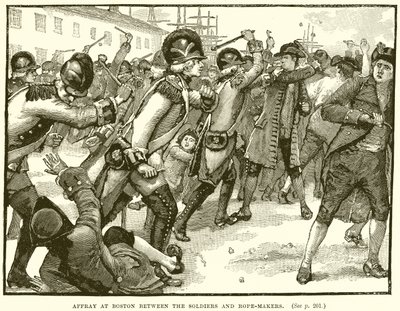 Schlägerei in Boston zwischen Soldaten und Seilherstellern von English School