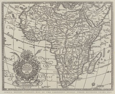 Afrika vor Stanley, Karte des Kontinents, fast dreihundert Jahre alt (Stich) von English School