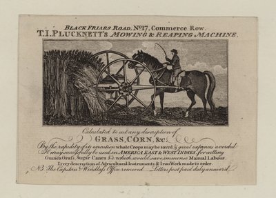 Hersteller landwirtschaftlicher Geräte, T I Plucknett, Visitenkarte von English School