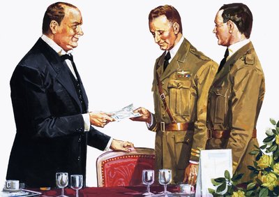 Alcock und Brown erhalten einen Preis von Winston Churchill von English School