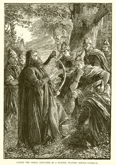 Alfred der Große, verkleidet als Harfner, spielt vor Guthrum von English School