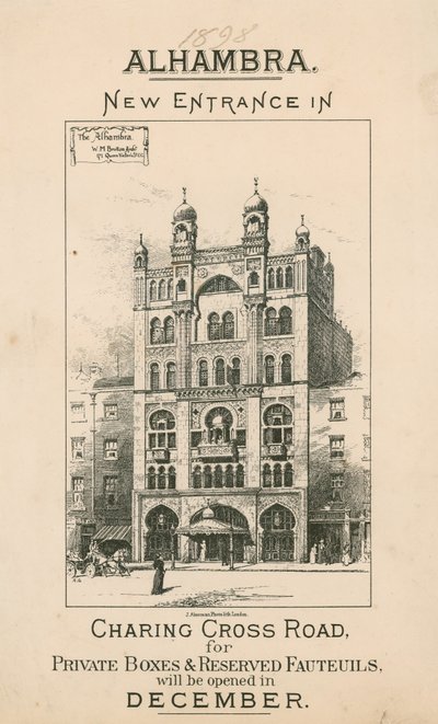 Alhambra Theatre, London, neuer Eingang in der Charing Cross Road von English School