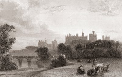 Alnwick Castle, Alnwick, Northumberland, England, im frühen 19. Jahrhundert. Verwendet als Drehort in den Harry-Potter-Filmen. Aus Churton