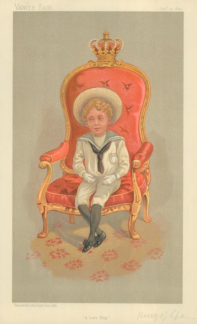 Alphonso VIII, der König von Spanien, Ein geborener König, 21. Januar 1893, Vanity Fair Karikatur von English School