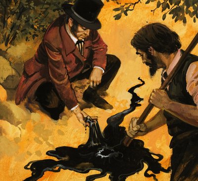 Ein edwardianischer Gentleman entdeckt Öl von English School