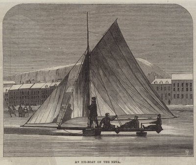 Ein Eisboot auf der Newa (Stich) von English School