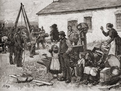 Eine irische Familie wird wegen Nichtzahlung der Miete aus ihrem Haus vertrieben, Irland von English School