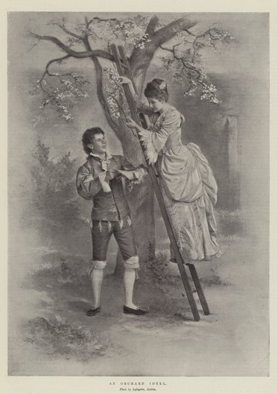 Ein Obstgarten-Idyll (Lithografie) von English School