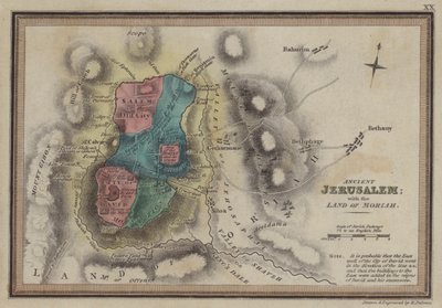 Das antike Jerusalem mit dem Land Moriah (Farbstich) von English School