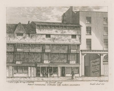 Alte Bequemlichkeit im Vergleich zur modernen Bequemlichkeit in der Gosnell Street, Finsbury von English School