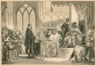 Andrew Melville vor dem König und dem Geheimrat von English School