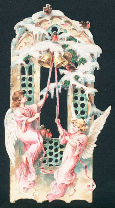Engel läuten Glocken, Weihnachtskarte von English School