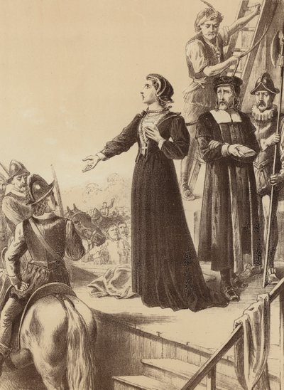 Ann Line, "Sie erklärte den Umstehenden mit lauter Stimme" (Lithografie) von English School