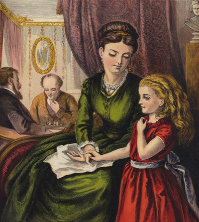 Ann und ihre Mama (Farblithografie) von English School