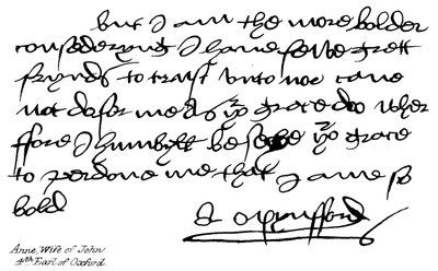 Anne, Ehefrau von John, 4. Earl von Oxford von English School