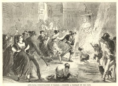 Anti-päpstliche Demonstration in Madrid von English School