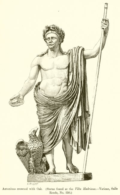 Antoninus mit Eichenkranz (Statue gefunden in der Villa Hadriana. Vatikan, Salle Ronde, Nr. 550) von English School