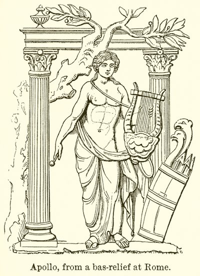 Apollo, von einem Basrelief in Rom von English School
