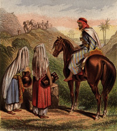 Araber zu Pferd und beim Wasserholen von English School